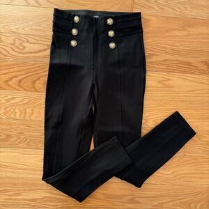 Zara Black stretch pants / leggings  with Gold Button Detail